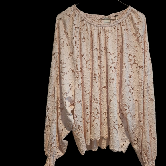 Free People, Olivia, Romantic Pink Lace Long Flare Sleeve XL - Picture 4 of 5